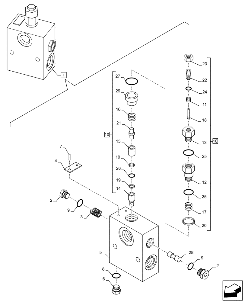 Схема запчастей Case CX160D LC - (35.360.AE[04]) - VAR - 461868 - SELECTOR VALVE, HAMMER CIRCUIT, HIGH FLOW, W/ ELECTRICAL PROPORTIONAL CONTROL, COMPONENTS (35) - HYDRAULIC SYSTEMS