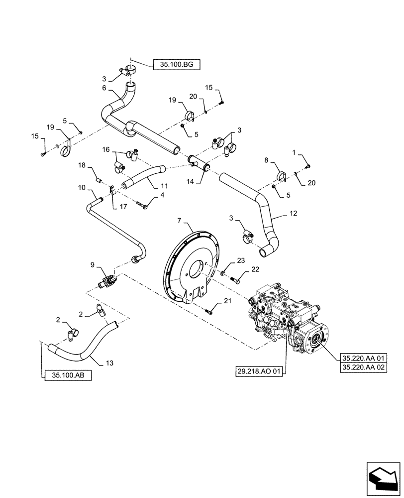 Схема запчастей Case TR320 - (29.204.AB[04]) - EH PUMP EH, SUPPLY LINES (19-NOV-2015 & PRIOR) (29) - HYDROSTATIC DRIVE