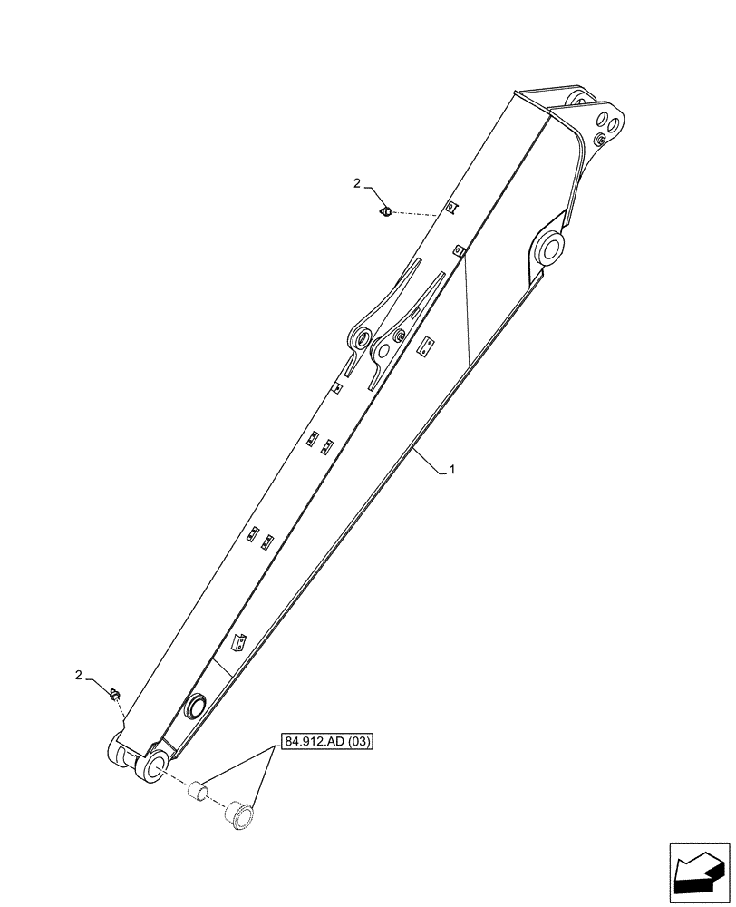 Схема запчастей Case CX130D - (84.912.AA[03]) - VAR - 781178 - ARM (L=3M) (84) - BOOMS, DIPPERS & BUCKETS