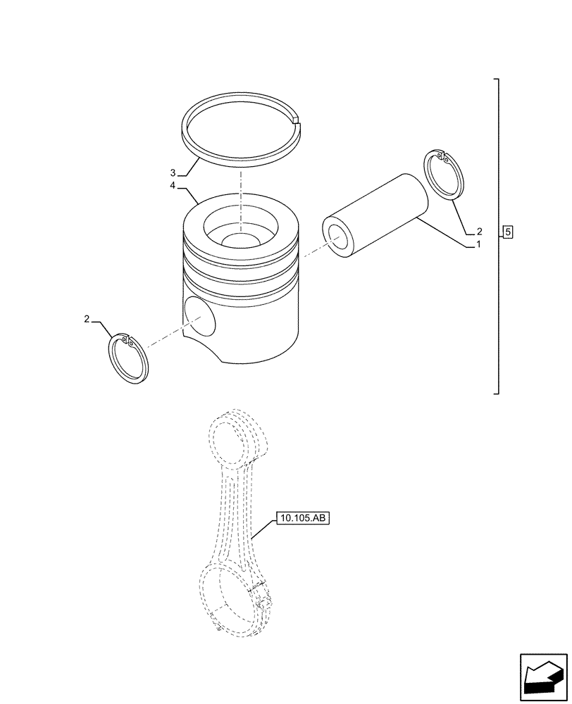 Схема запчастей Case F4HFE6137 B003 - (10.105.AG) - PISTON (10) - ENGINE