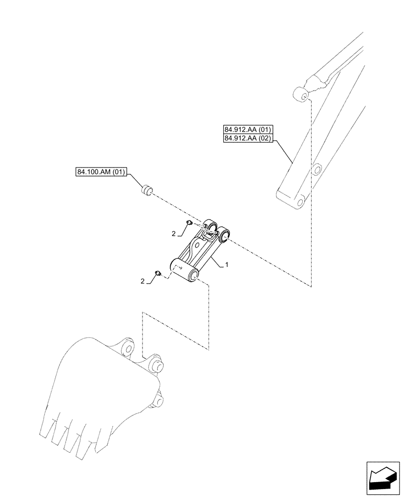 Схема запчастей Case CX160D LC - (84.100.AP[01]) - VAR - 488046 - BUCKET, LINK, W/ HOOK (84) - BOOMS, DIPPERS & BUCKETS