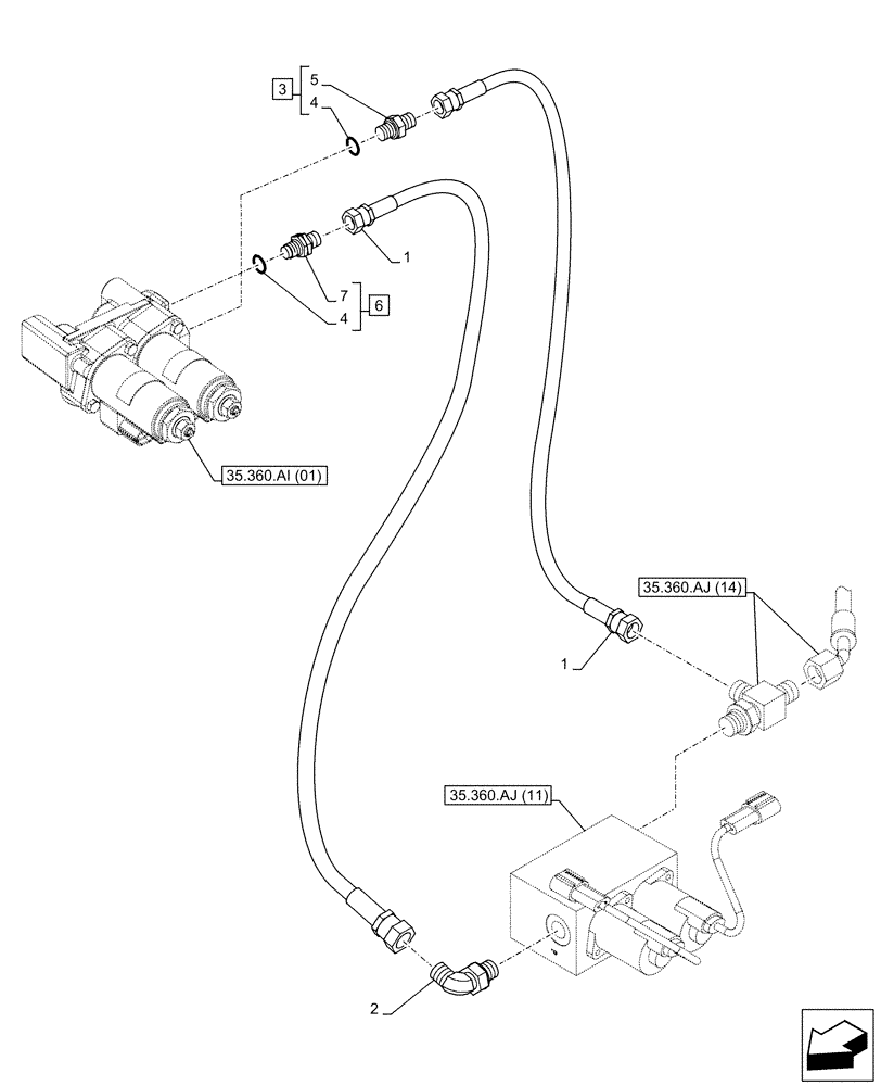 Схема запчастей Case CX130D - (35.360.AJ[15]) - VAR - 461868, 461869 - SOLENOID VALVE, LINES, HAMMER CIRCUIT, HIGH FLOW, SHEARS, W/ ELECTRICAL PROPORTIONAL CONTROL (35) - HYDRAULIC SYSTEMS