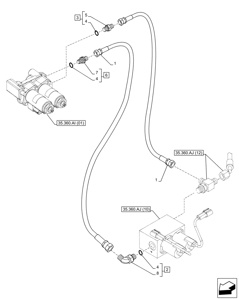 Схема запчастей Case CX160D LC - (35.360.AJ[13]) - VAR - 461868, 461869 - SOLENOID VALVE, LINES, HAMMER CIRCUIT, SHEARS, HIGH FLOW, W/ ELECTRICAL PROPORTIONAL CONTROL (35) - HYDRAULIC SYSTEMS