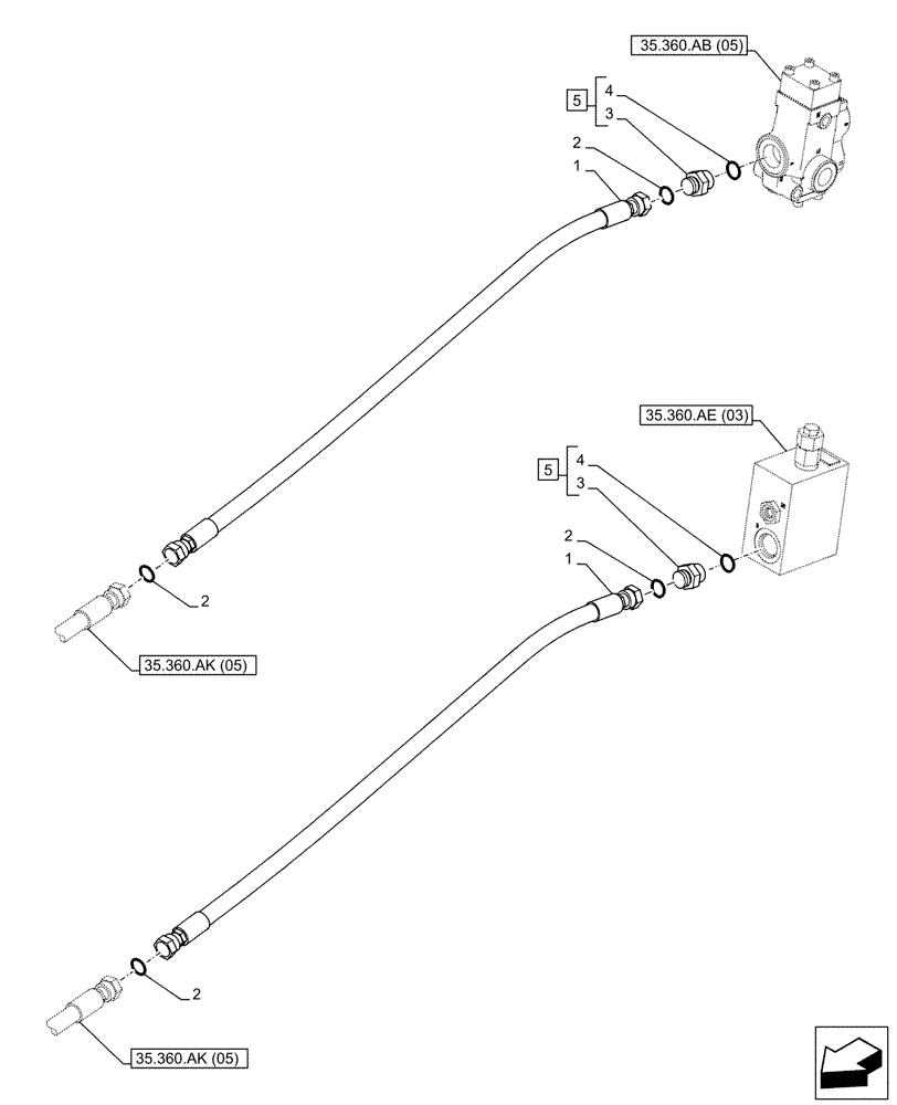 Схема запчастей Case CX160D LC - (35.360.AK[04]) - VAR - 461868 - BOOM, LINES, HAMMER CIRCUIT, HIGH FLOW, W/ ELECTRICAL PROPORTIONAL CONTROL (35) - HYDRAULIC SYSTEMS