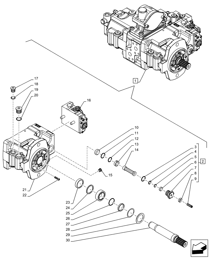 Схема запчастей Case CX130D - (35.106.AD[04]) - VARIABLE DELIVERY HYDRAULIC PUMP, COMPONENTS (35) - HYDRAULIC SYSTEMS