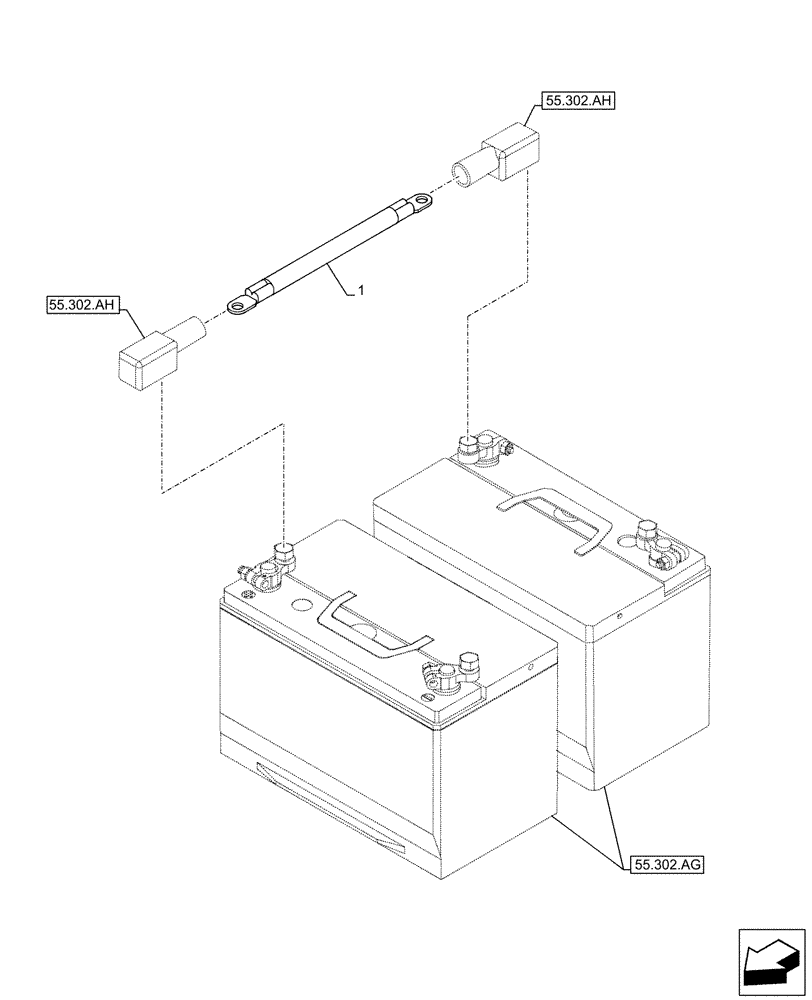 Схема запчастей Case CX130D LC - (55.302.AX) - BATTERY CABLE (55) - ELECTRICAL SYSTEMS