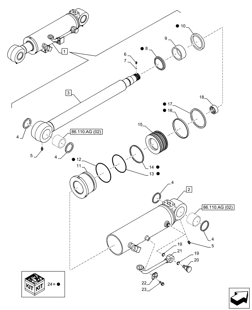 Схема запчастей Case CX130D - (35.741.AA[02]) - LIFT CYLINDER, BLADE, COMPONENTS (35) - HYDRAULIC SYSTEMS