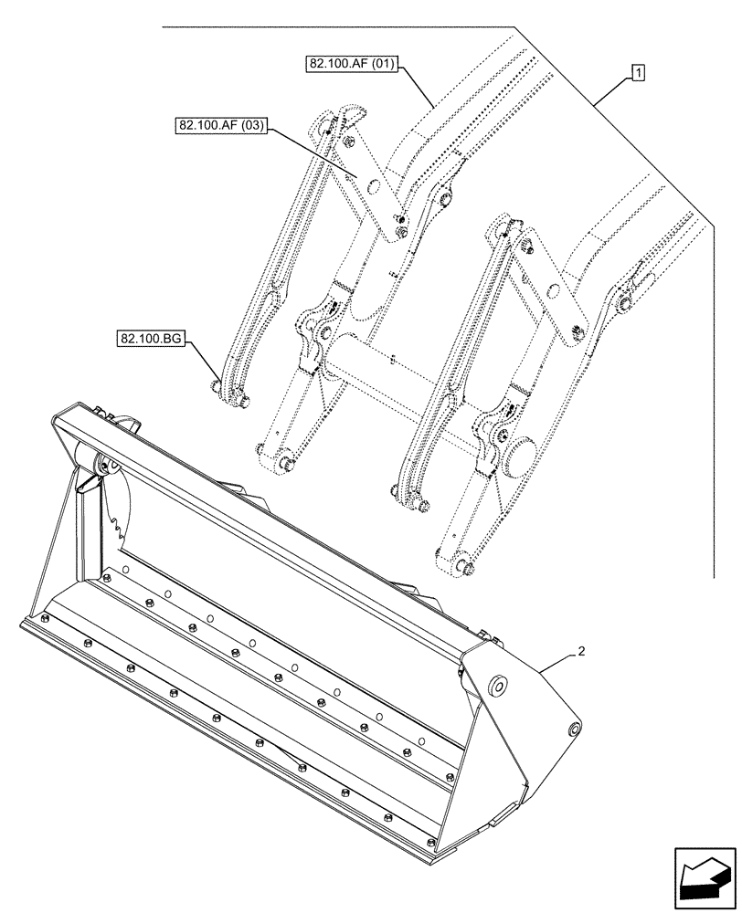 Схема запчастей Case 590SN - (88.100.82[07]) - DIA KIT, 4-IN-1 BUCKET, 93 INCH/2362MM QC (88) - ACCESSORIES