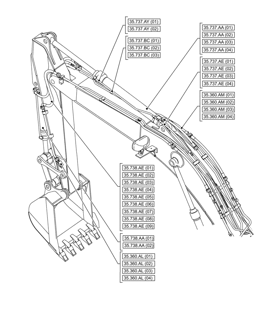 Схема запчастей Case CX130D - (35.000.00[07]) - SECTION INDEX - HYDRAULIC SYSTEMS (35) - HYDRAULIC SYSTEMS