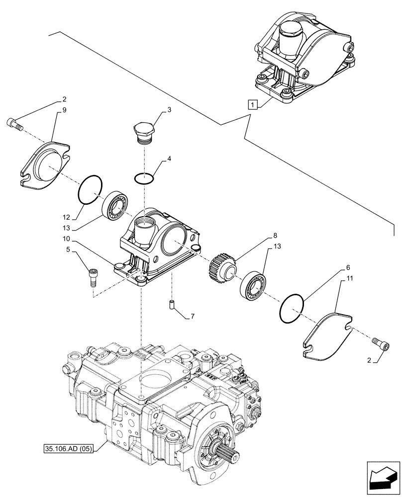 Схема запчастей Case CX160D LC - (35.106.AN[02]) - VAR - 461863 - HYDRAULIC PUMP, PTO, CLAMSHELL BUCKET, ROTATION, W/ ELECTRICAL PROPORTIONAL CONTROL, COMPONENTS (35) - HYDRAULIC SYSTEMS