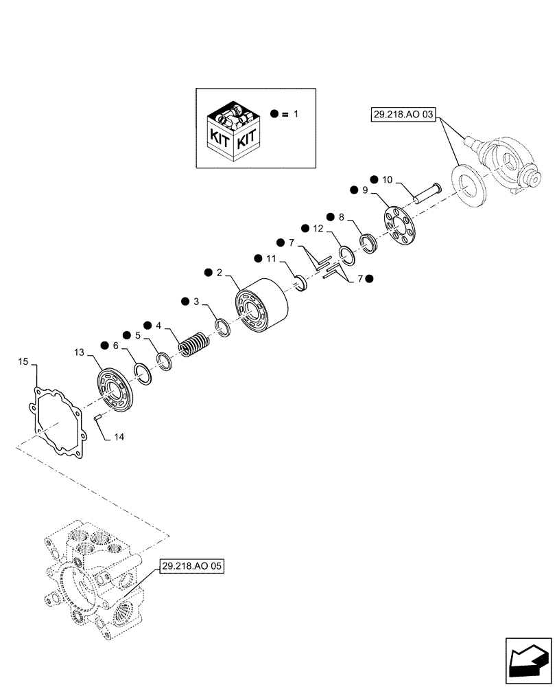 Схема запчастей Case SR130 - (29.218.AO[04]) - TANDEM, HYDROSTATIC PUMP, 35CC DISPLACEMENT CONTROL, FRONT (SR130 - SV185) (29) - HYDROSTATIC DRIVE