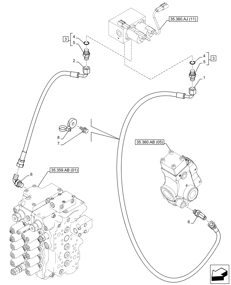 Схема запчастей Case CX130D - (35.360.AJ[17]) - VAR - 461869 - HAMMER, SOLENOID VALVE, LINES, HIGH FLOW, SHEARS, W/ ELECTRICAL PROPORTIONAL CONTROL (35) - HYDRAULIC SYSTEMS