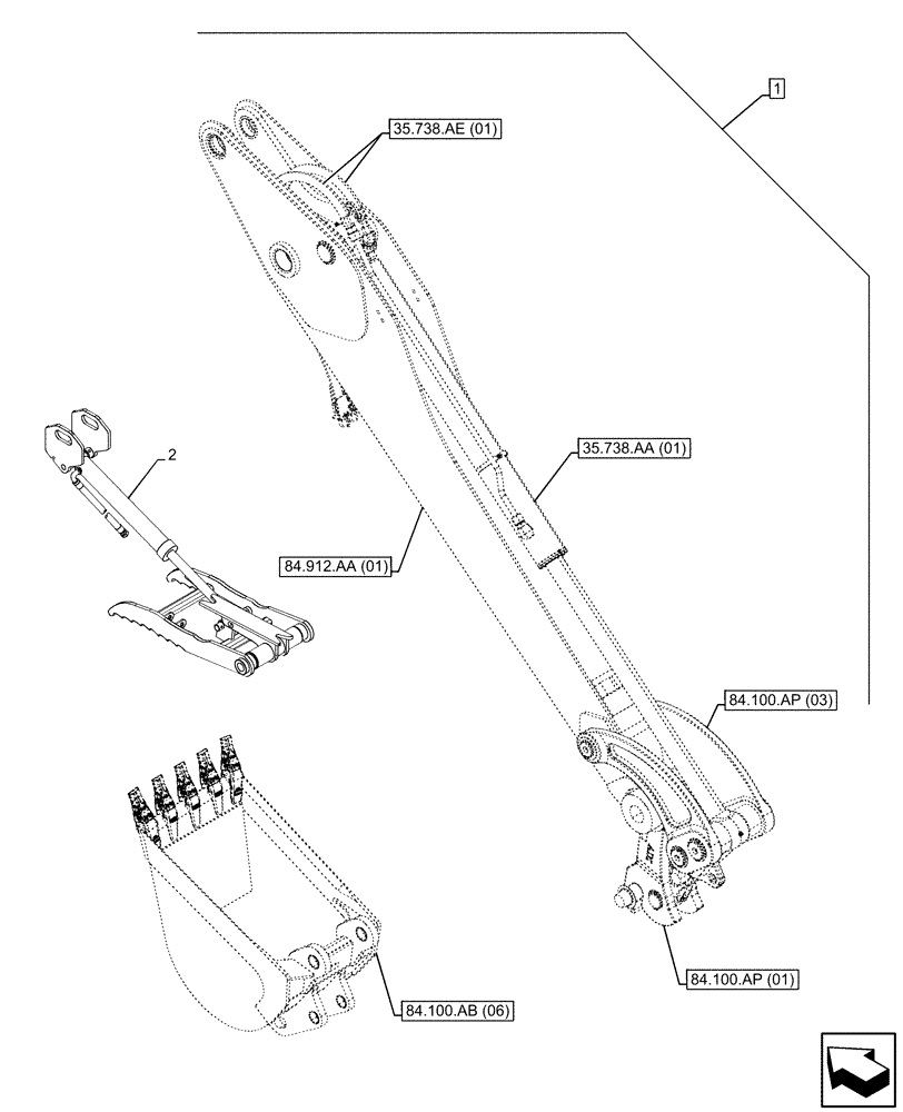 Схема запчастей Case 580N EP - (88.100.84[17]) - DIA KIT, THUMB, STANDARD DIPPER, HI-CAP BUCKETS (88) - ACCESSORIES