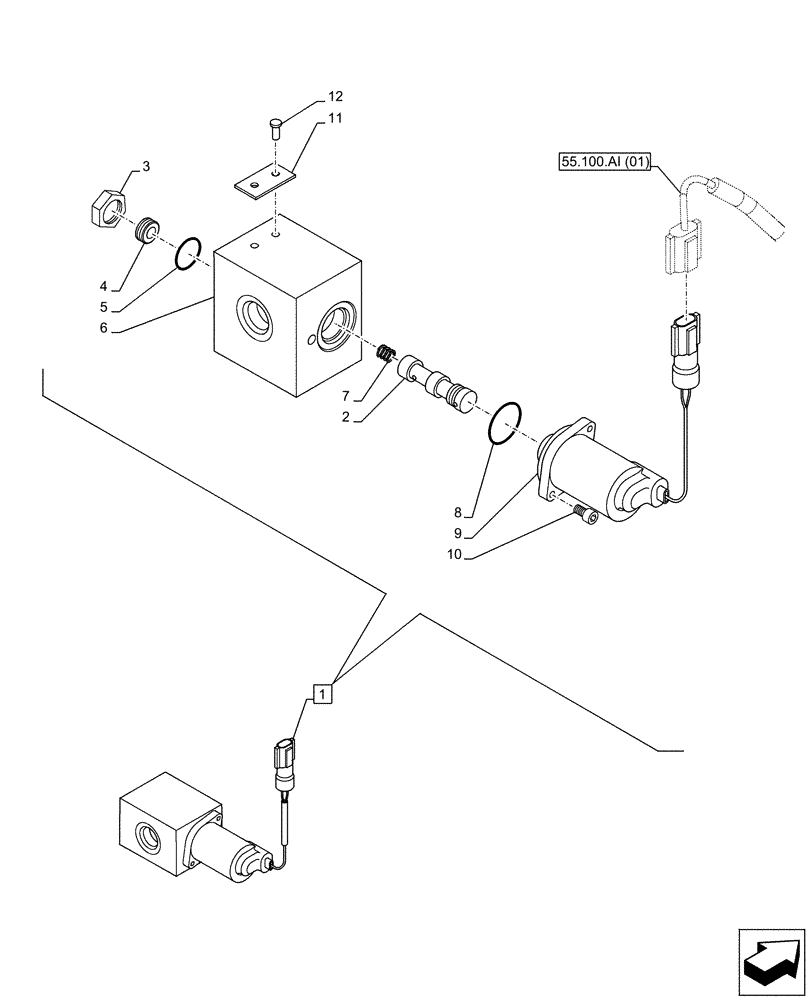 Схема запчастей Case CX130D - (35.357.AJ[03]) - STD + VAR - 461558 - MAIN, SOLENOID VALVE, CONTROL PATTERN SELECTION, COMPONENTS (35) - HYDRAULIC SYSTEMS