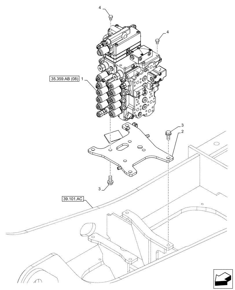 Схема запчастей Case CX160D LC - (35.359.AB[07]) - VAR - 461863 - CONTROL VALVE, MOUNTING, BRACKET, CLAMSHELL BUCKET, ROTATION, W/ ELECTRICAL PROPORTIONAL CONTROL (35) - HYDRAULIC SYSTEMS