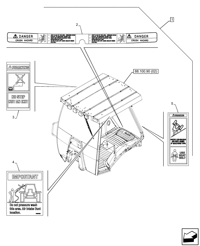 Схема запчастей Case 590SN - (88.100.90[03]) - DIA KIT, CANOPY, WIDE (88) - ACCESSORIES