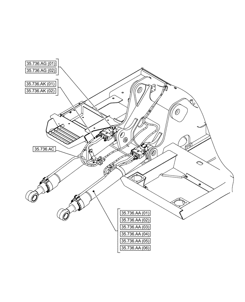 Схема запчастей Case CX160D LC - (00.000.35[05]) - PICTORIAL INDEX - HYDRAULIC SYSTEMS (00) - GENERAL & PICTORIAL INDEX