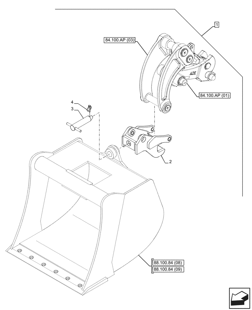 Схема запчастей Case 580SN - (88.100.84[07]) - DIA KIT, QUICK-HITCH, WR QC30 (88) - ACCESSORIES