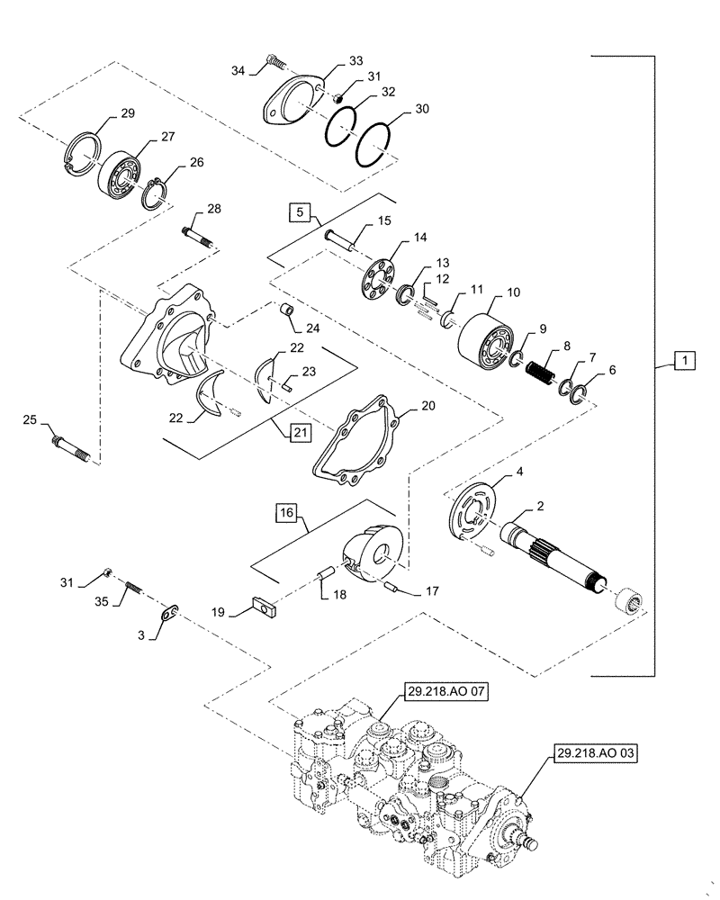 Схема запчастей Case TR320 - (29.218.AO[06]) - TANDEM HYDROSTATIC PUMP, MECHANICAL CONTROLS, REAR (SR250, SV300, TR320, TV380) (29) - HYDROSTATIC DRIVE