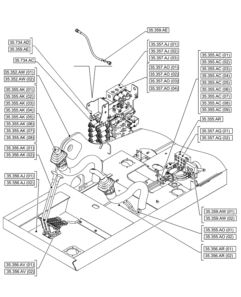 Схема запчастей Case CX130D - (35.000.00[03]) - SECTION INDEX - HYDRAULIC SYSTEMS (35) - HYDRAULIC SYSTEMS