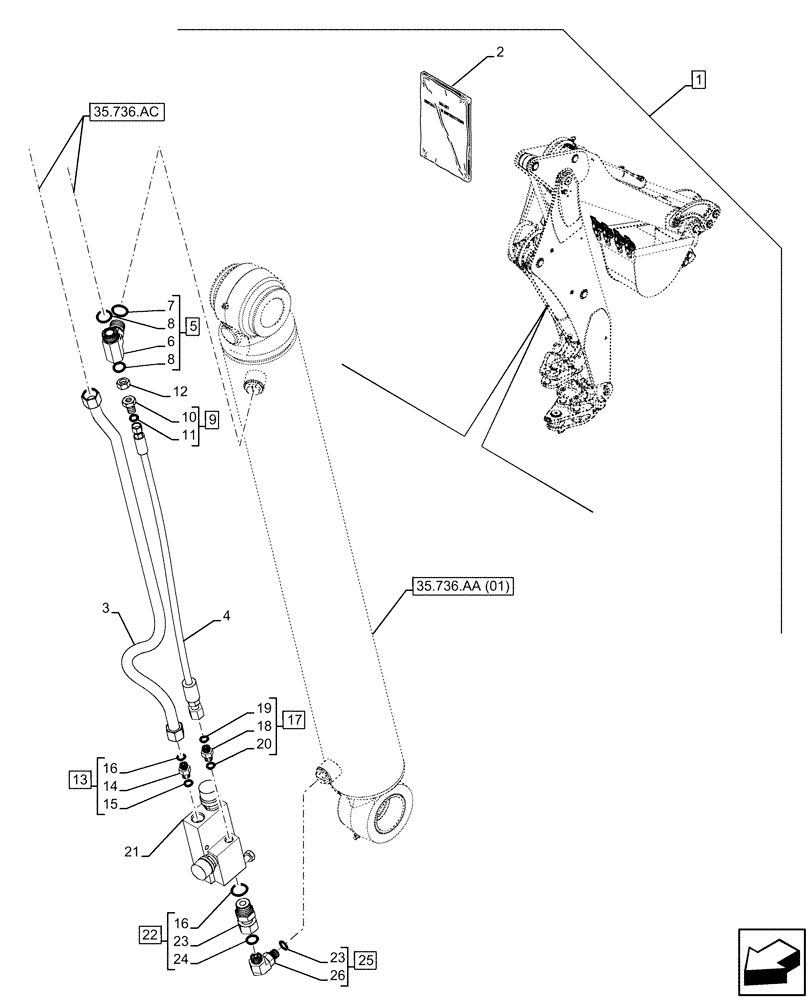 Схема запчастей Case 590SN - (88.100.35[37]) - DIA KIT, BOOM, LOCK VALVE (88) - ACCESSORIES