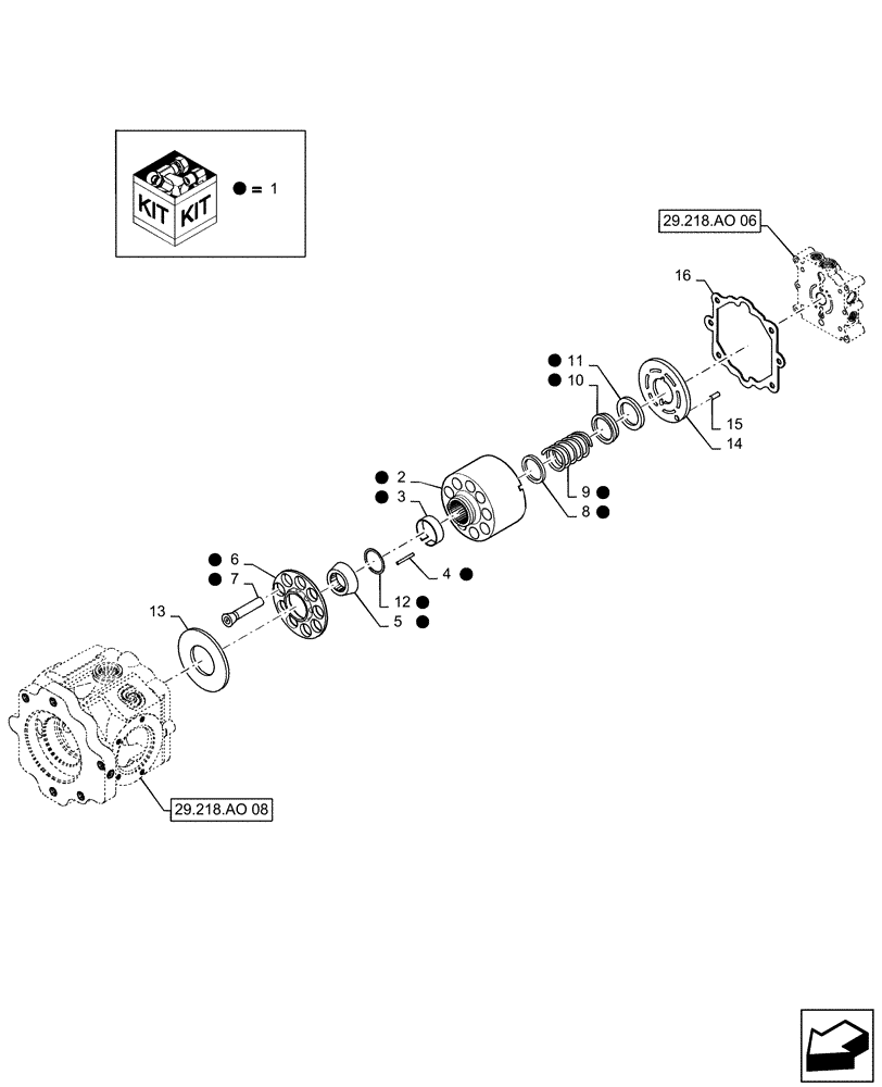 Схема запчастей Case SR130 - (29.218.AO[07]) - TANDEM HYDROSTATIC PUMP, 35CC DISPLACEMENT CONTROL, REAR (SR130 - SV185) (29) - HYDROSTATIC DRIVE