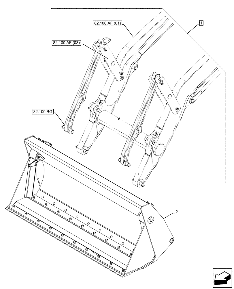 Схема запчастей Case 580SN - (88.100.82[06]) - DIA KIT, 4-IN-1 BUCKET, 82 INCH/2083MM QC (88) - ACCESSORIES