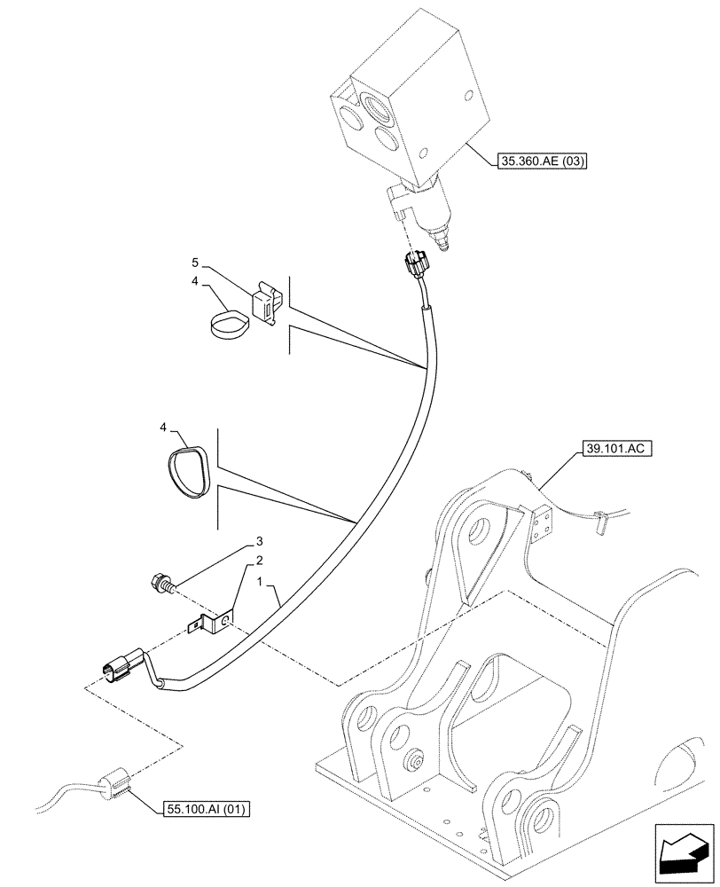 Схема запчастей Case CX130D LC - (55.950.AA) - VAR - 461869 - SELECTOR VALVE, HARNESS, HAMMER CIRCUIT, HIGH FLOW, SHEARS, W/ ELECTRICAL PROPORTIONAL CONTROL (55) - ELECTRICAL SYSTEMS