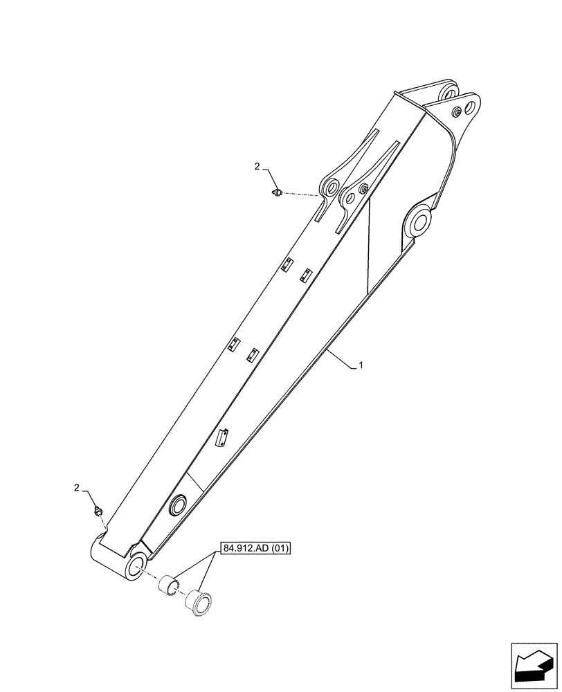 Схема запчастей Case CX160D LC - (84.912.AA[01]) - VAR - 781176 - ARM (L=2.6M) (84) - BOOMS, DIPPERS & BUCKETS