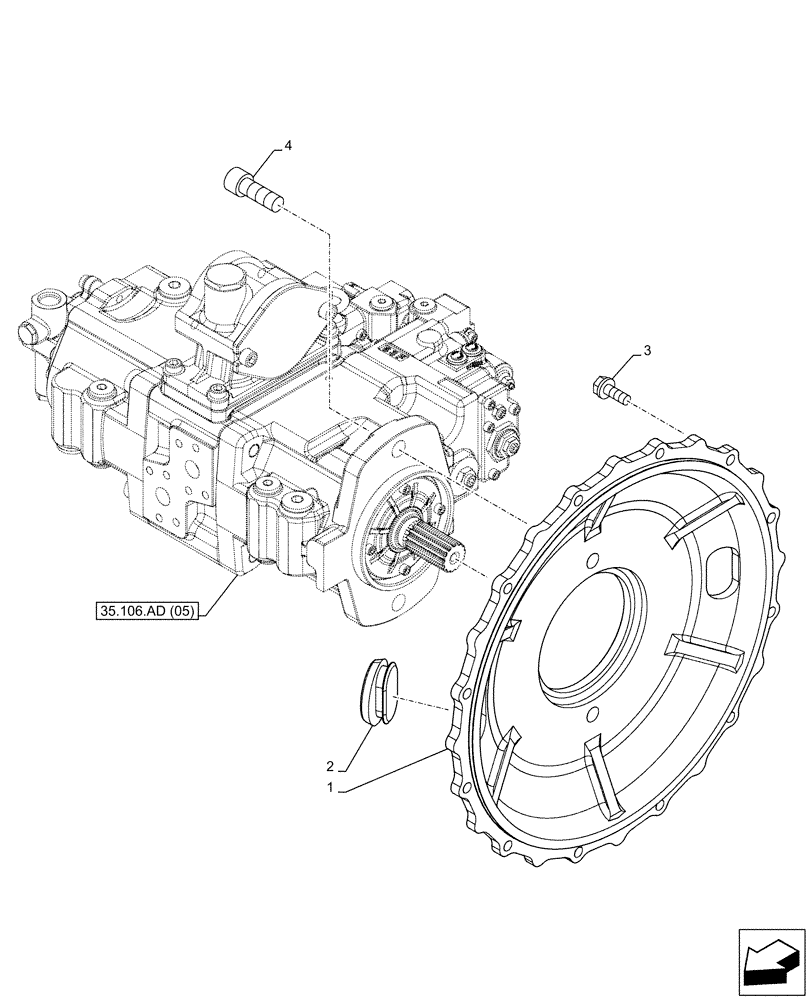 Схема запчастей Case CX160D LC - (35.106.AB[02]) - VAR - 461863 - VARIABLE DELIVERY HYDRAULIC PUMP, FLANGE, CLAMSHELL BUCKET, ROTATION, W/ ELECTRICAL PROPORTIONAL CONTROL (35) - HYDRAULIC SYSTEMS