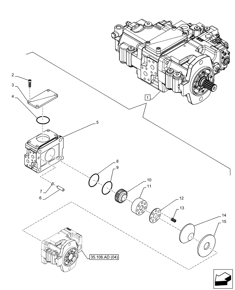 Схема запчастей Case CX160D LC - (35.106.AD[03]) - VARIABLE DELIVERY HYDRAULIC PUMP, COMPONENTS (35) - HYDRAULIC SYSTEMS