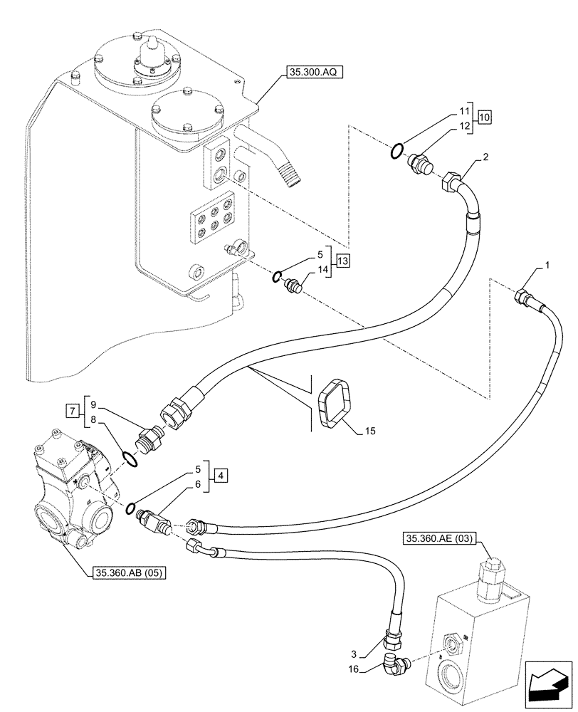 Схема запчастей Case CX160D LC - (35.360.AB[11]) - VAR - 461868 - HAMMER CIRCUIT, LINES, HIGH FLOW, W/ ELECTRICAL PROPORTIONAL CONTROL (35) - HYDRAULIC SYSTEMS