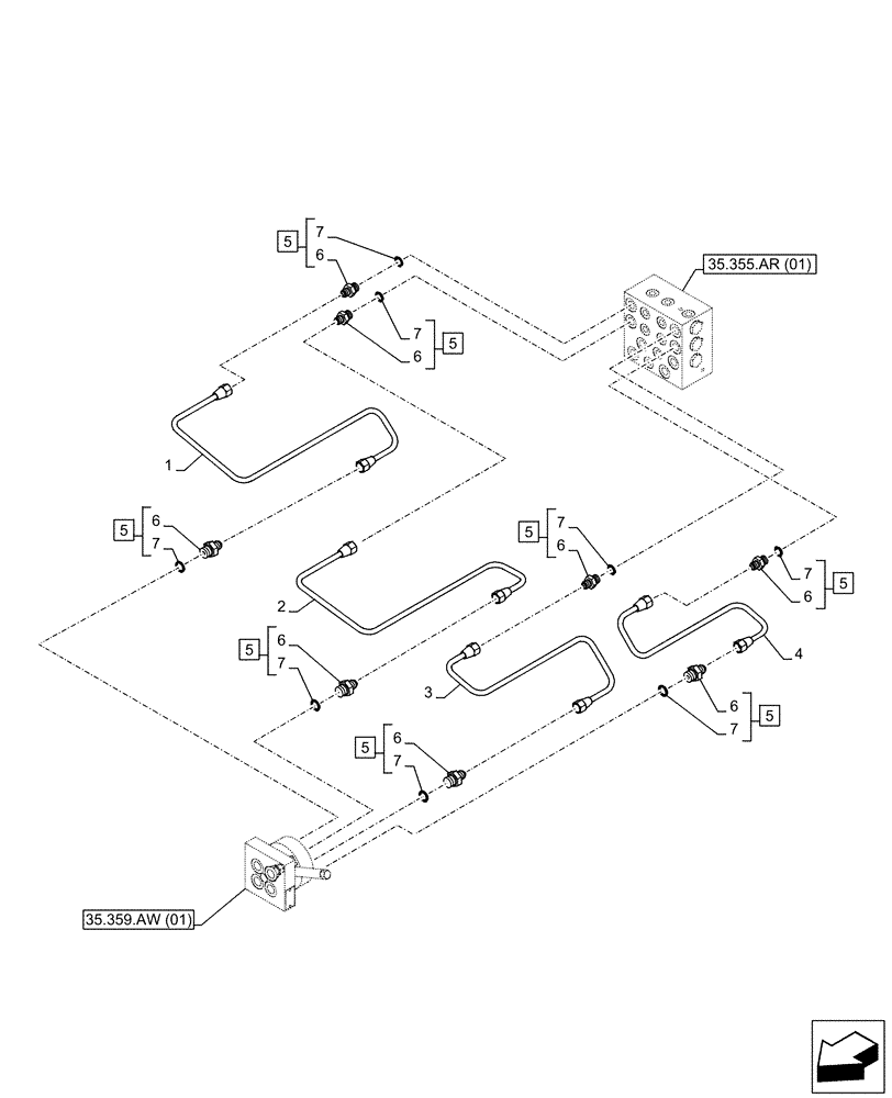 Схема запчастей Case CX160D LC - (35.355.AC[08]) - VAR - 461558 - JOYSTICK, HYDRAULIC LINE, CONTROL VALVE, CONTROL PATTERN SELECTION (35) - HYDRAULIC SYSTEMS