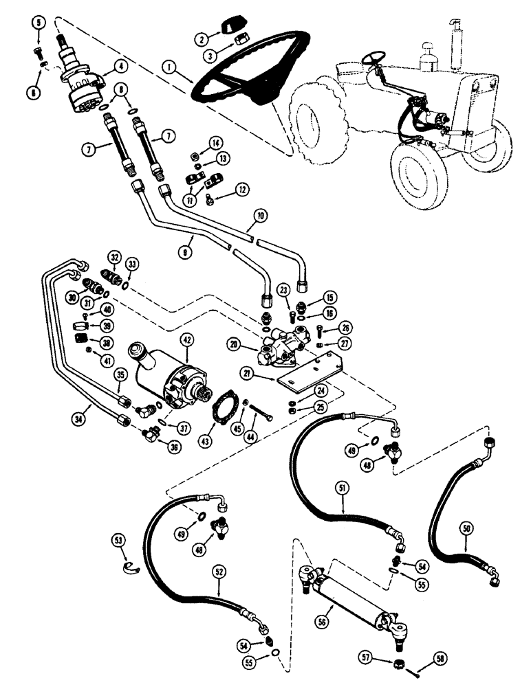 Схема запчастей Case 480CK - (116) - STEERING SYSTEM, HYDROSTATIC STEERING, FIRST USED TRACTOR SERIAL NUMBER 8675938 