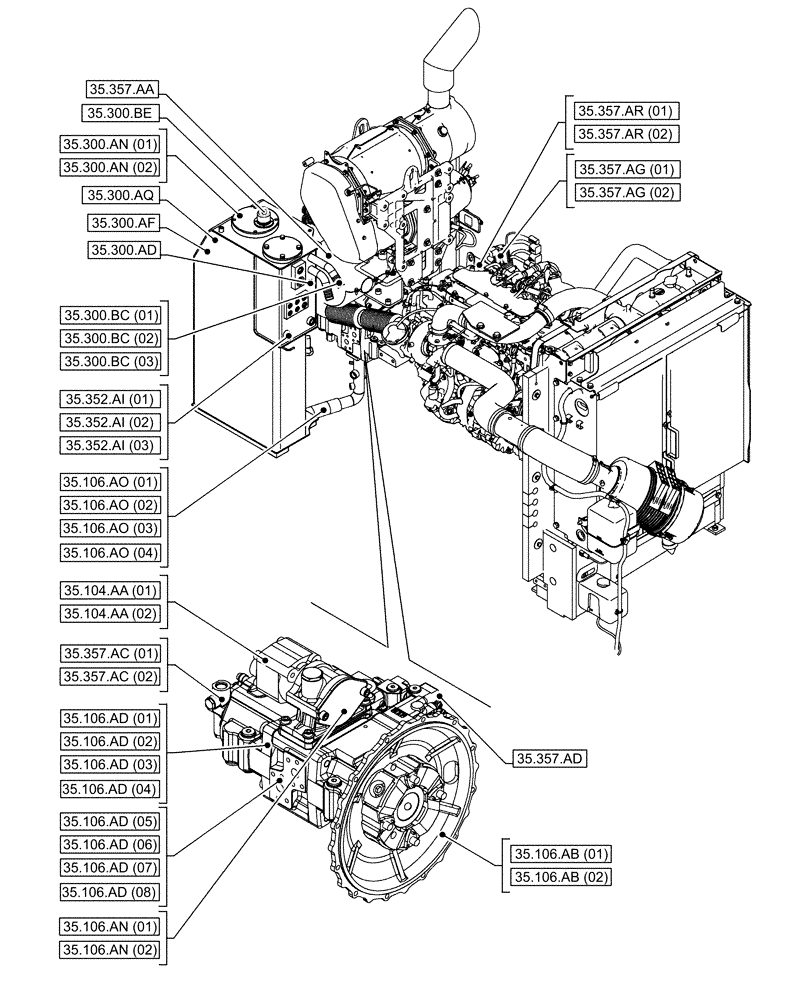 Схема запчастей Case CX130D LC - (35.000.00[01]) - SECTION INDEX - HYDRAULIC SYSTEMS (35) - HYDRAULIC SYSTEMS