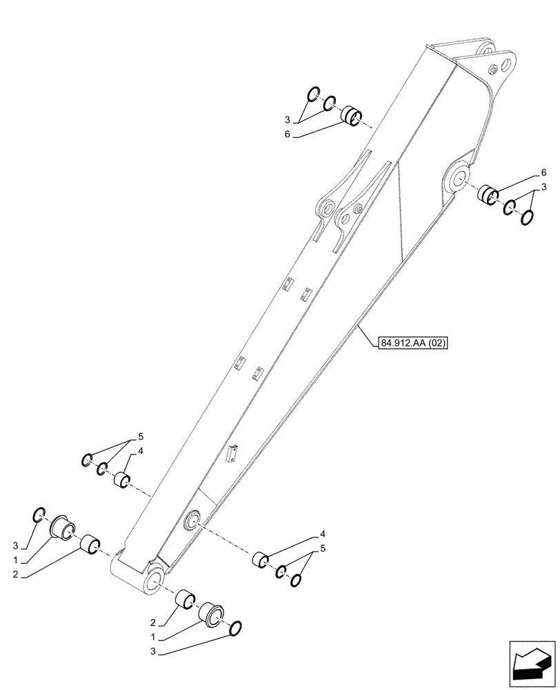 Схема запчастей Case CX160D LC - (84.912.AD[02]) - VAR - 781178 - ARM, BUSHING (L=3M) (84) - BOOMS, DIPPERS & BUCKETS