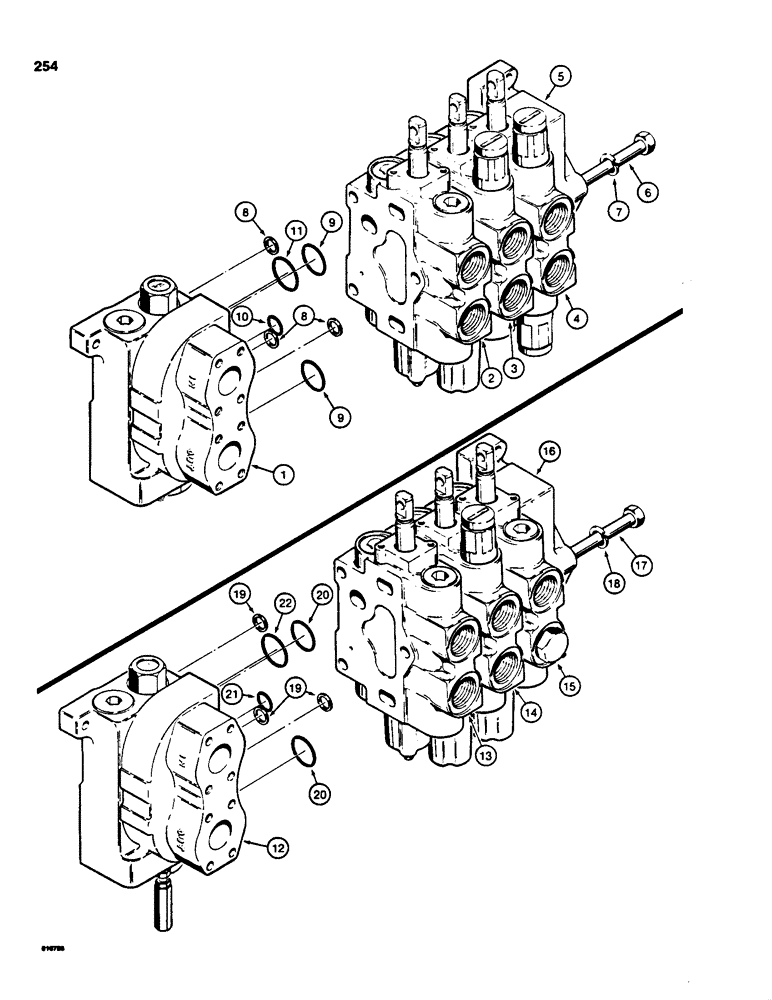 Схема запчастей Case 855C - (254) - R40894 THREE SPOOL CONTROL VALVE, TILT DOZER WITH RIPPER (07) - HYDRAULIC SYSTEM