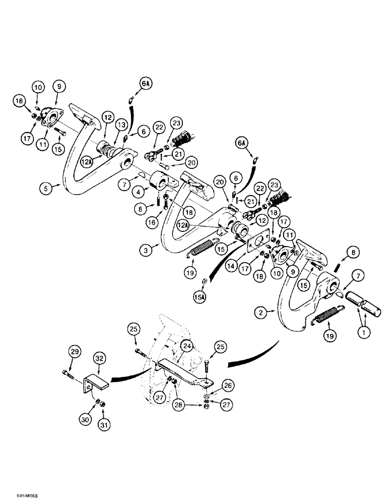 Схема запчастей Case 586E - (7-10) - BRAKE PEDALS AND MOUNTING (07) - BRAKES