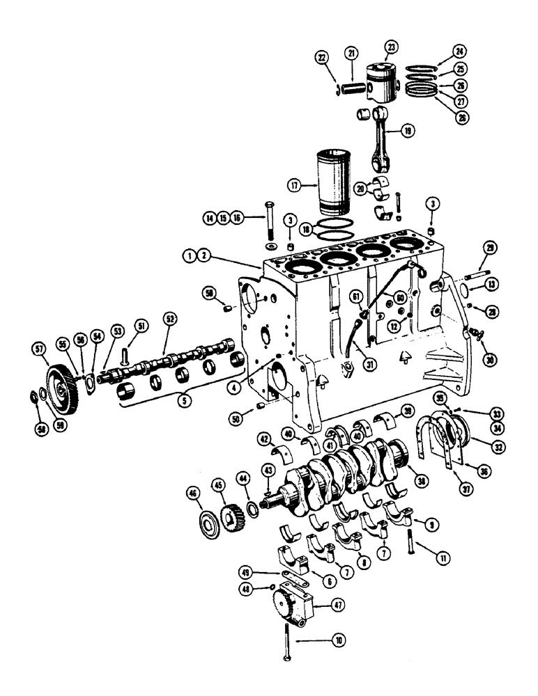 Схема запчастей Case 530CK - (043A) - CYLINDER BLOCK ASSEMBLY, (188) DIESEL ENGINE, BEFORE ENG. NO 2117952 (10) - ENGINE