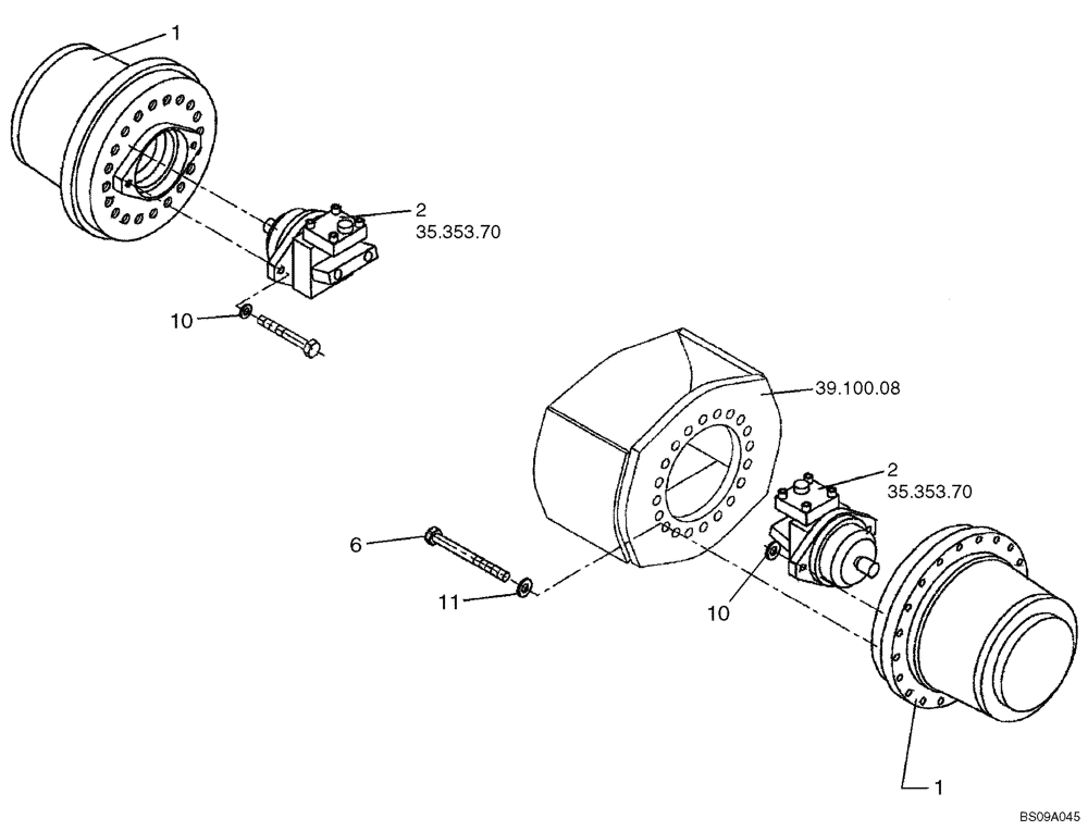 Схема запчастей Case SV212 - (35.353.31[01]) - DRIVE ASSY, REAR WHEELS (SV, ANTI-SLIP, HT) (35) - HYDRAULIC SYSTEMS