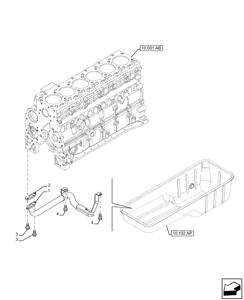 Схема запчастей Case F4HFE613D B006 - (10.304.AL) - ENGINE OIL SUMP & RELATED PARTS (10) - ENGINE