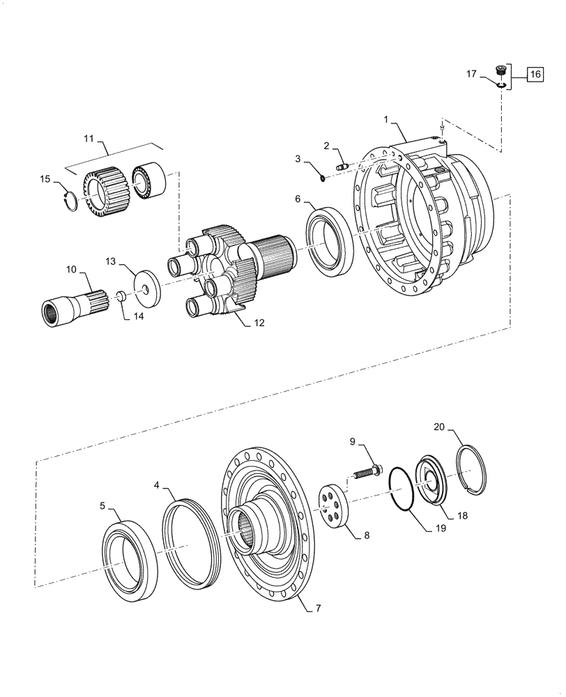 Схема запчастей Case 1021F - (44.106.01[01]) - VAR - 424235 - FRONT AXLE PLANETARY HUB, HEAVY DUTY (25) - FRONT AXLE SYSTEM