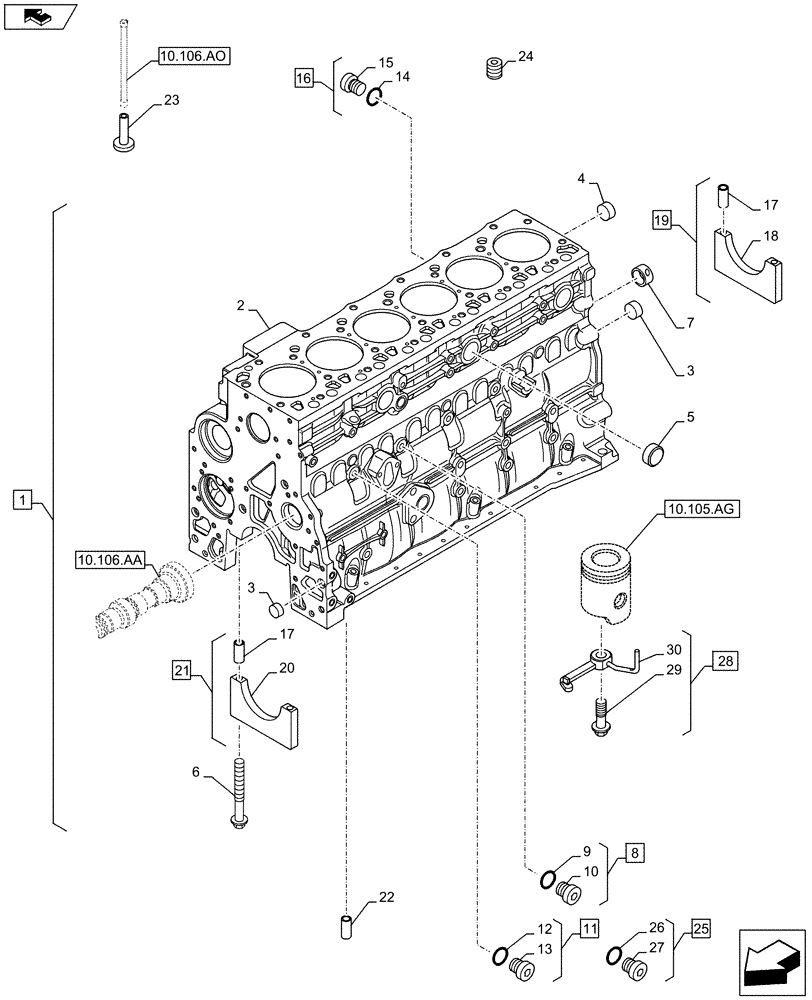 Схема запчастей Case F4HFE613D B006 - (10.001.AB[01]) - CRANKCASE (10) - ENGINE