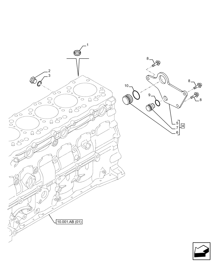 Схема запчастей Case F4HFE6137 B003 - (10.304.AP) - ENGINE, BREATHER (10) - ENGINE