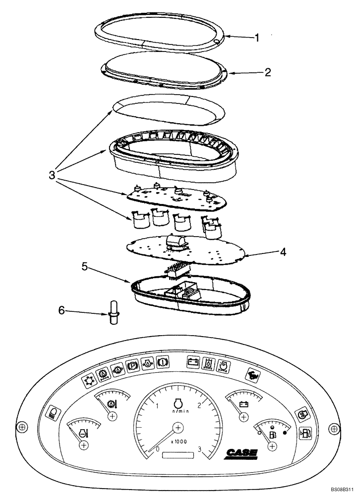 Схема запчастей Case 570MXT - (04-12) - INSTRUMENT CLUSTER (04) - ELECTRICAL SYSTEMS