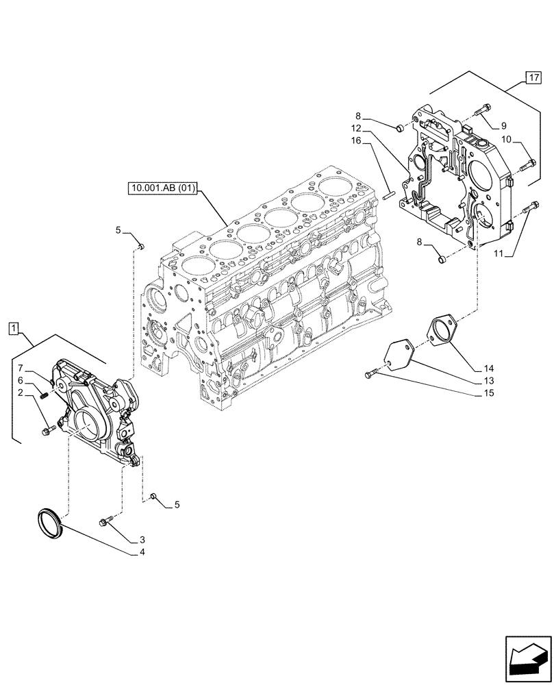 Схема запчастей Case F4HFE6137 B003 - (10.102.AK) - CRANKCASE, COVER, COVERS (10) - ENGINE