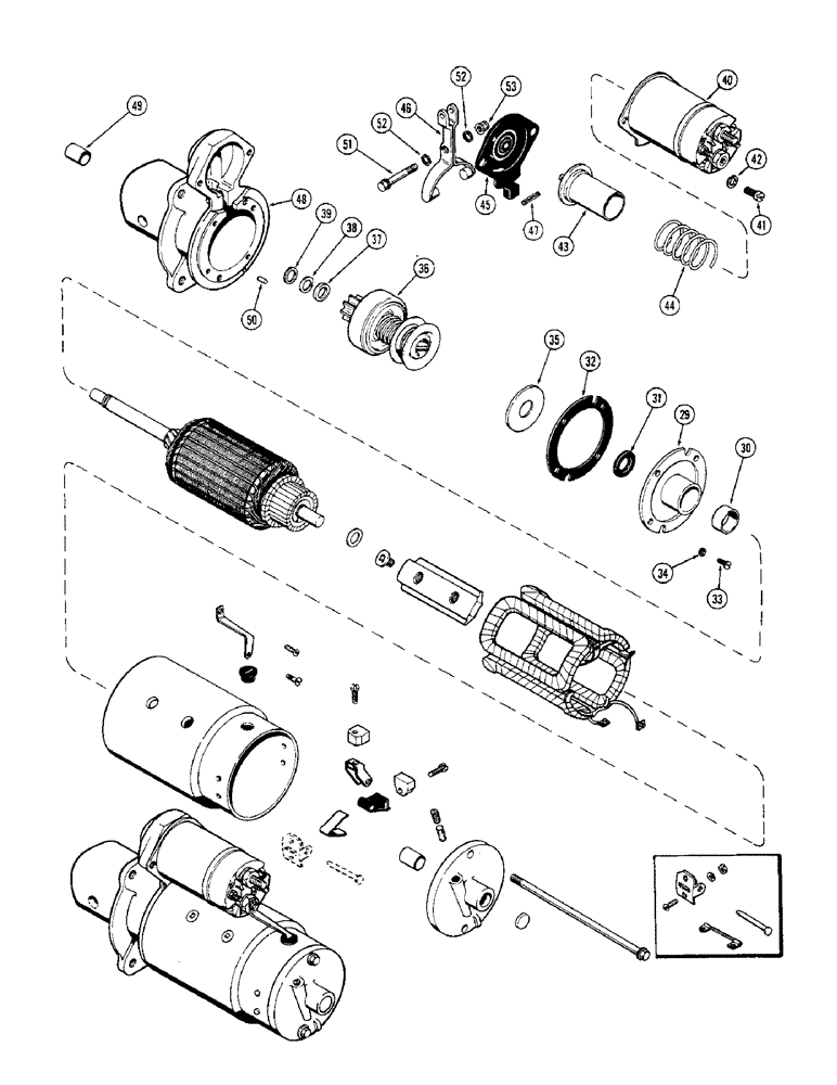 Схема запчастей Case 580B - (125A) - A36583 STARTER, (188) DIESEL ENGINE, MECHANICAL SHUTTLE USED PRIOR TRAC SN 8738684 (04) - ELECTRICAL SYSTEMS