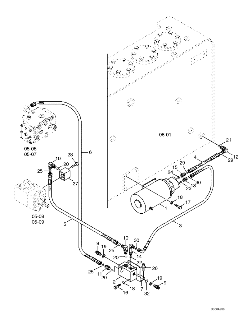 Схема запчастей Case 1221E - (05-11[01]) - EMERGENCY HYDRAULIC STEERING CIRCUIT (87700441) (05) - STEERING