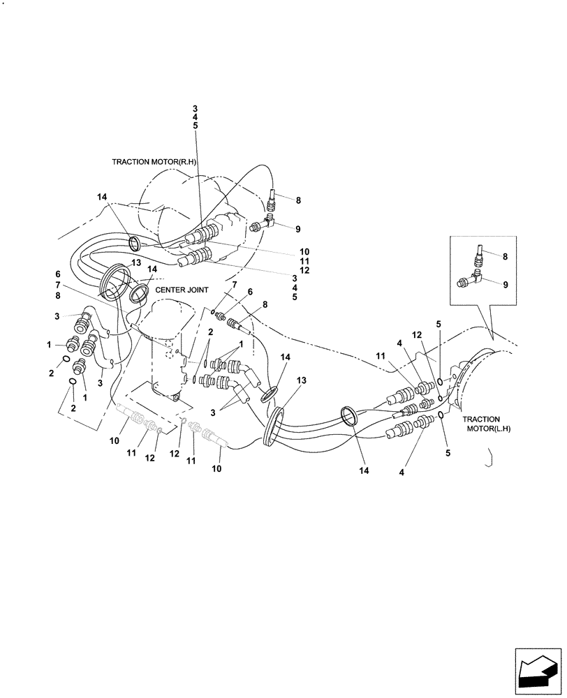 Схема запчастей Case CX250C - (08-007[01A]) - HYDRAULIC CIRCUIT - UNDERCARRIAGE - CX250C (08) - HYDRAULICS