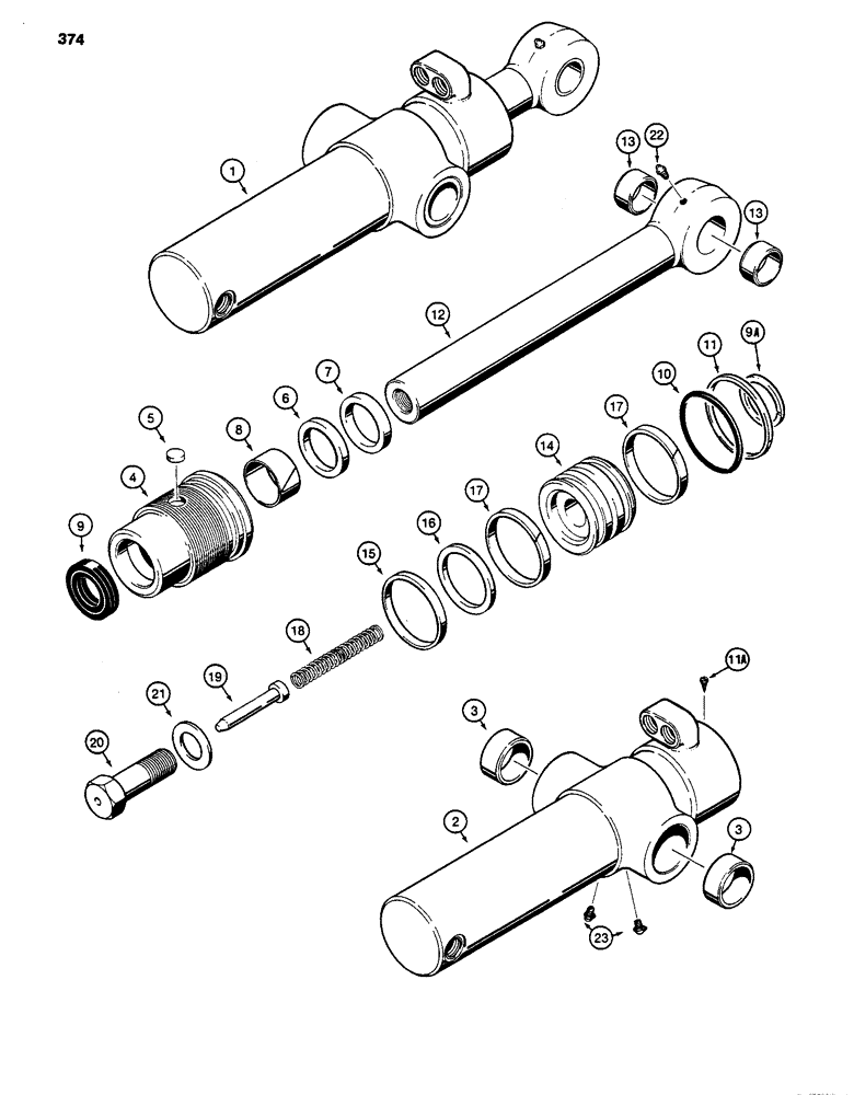 Схема запчастей Case 480D - (374) - G104127 BACKHOE SWING CYLINDERS, 480D MODELS ONLY (35) - HYDRAULIC SYSTEMS